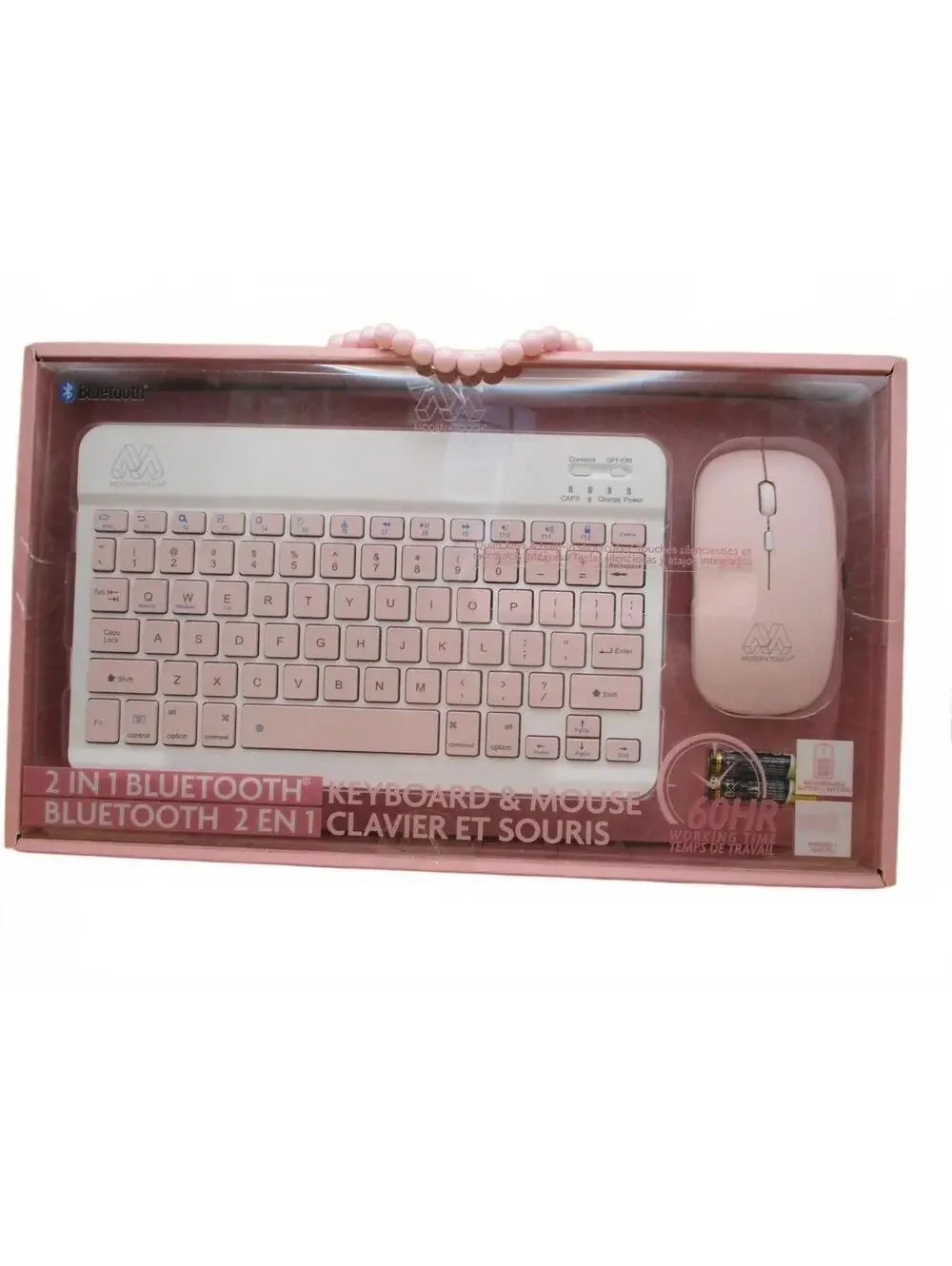 Pink Bluetooth Keyboard and Mouse Set Slim Wireless Combo iPad Tablet Laptop